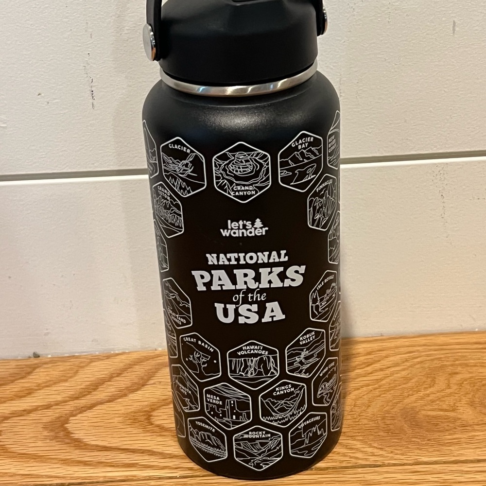 Black National Parks Water Bottle